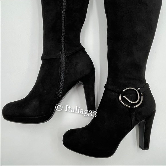 High Heel Boots Black Suede YNOT MAGMA Size 7.5 Gently Used w/ Box - Picture 4 of 15